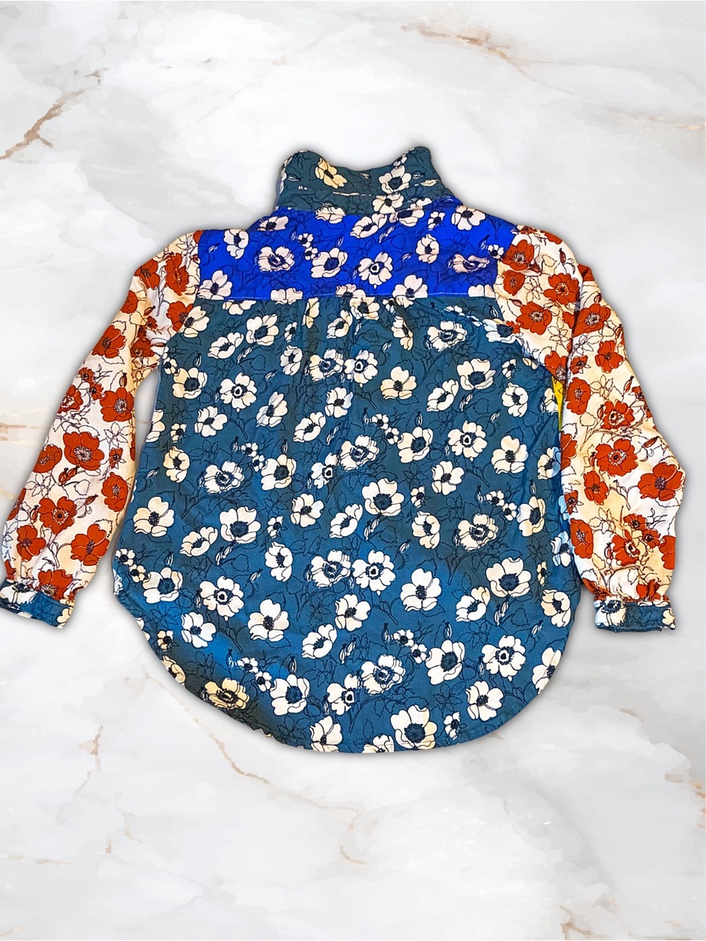 Anthropologie Maeve Paz Alida Contrast Floral Patchwork Buttondown Blouse XXSP - Picture 7 of 16